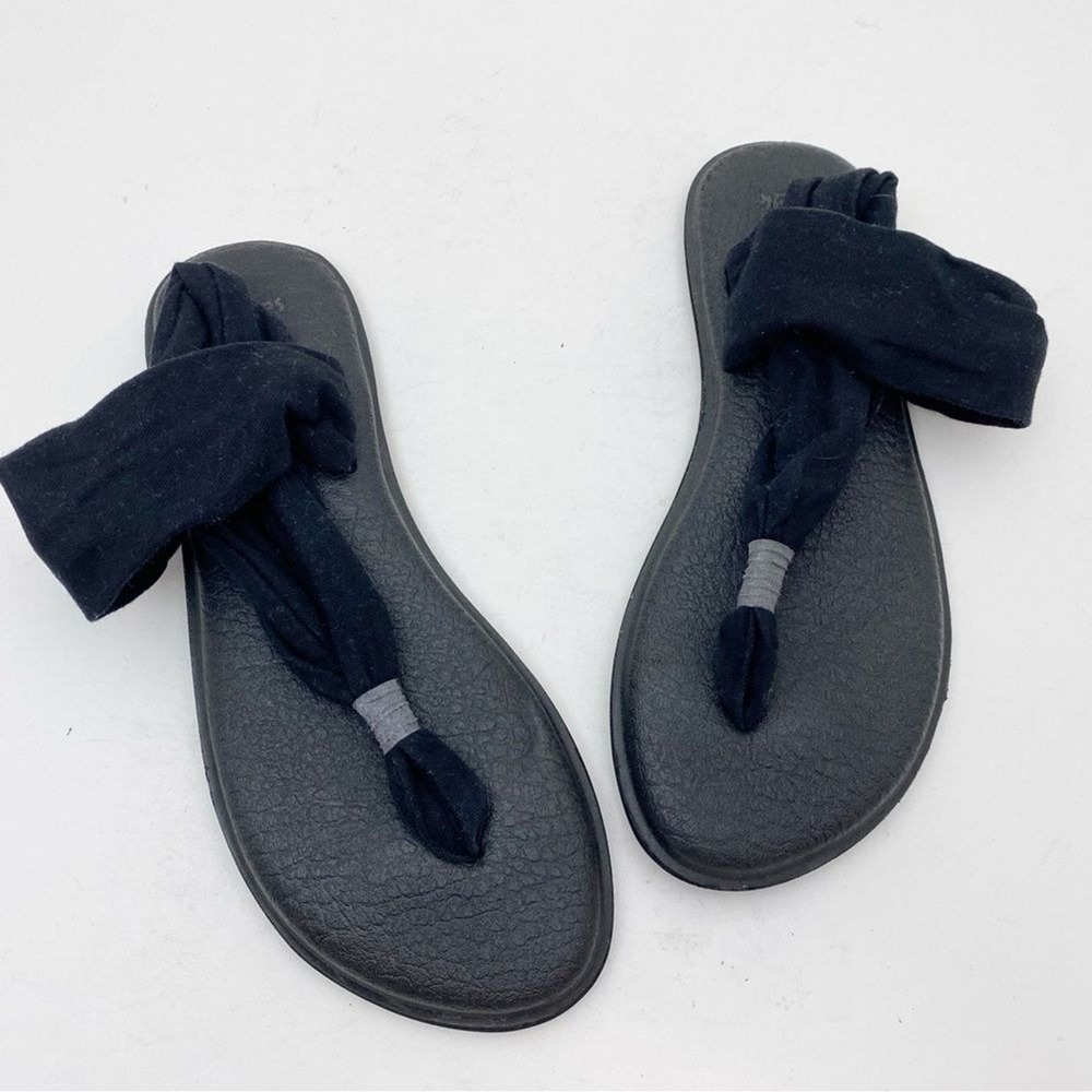 Sanuk Yoga Sling 2 Knit Wrap Thong Comfort‎ Sandals Womens 9 Black